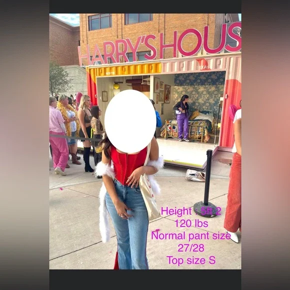 F21 custom red rhinestone‎ flared wide leg jeans - Picture 2 of 10